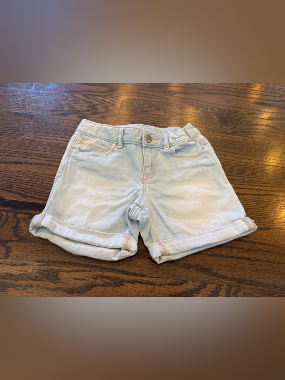 GAP Light Blue MIDI Rolled-Hem Denim Shorts